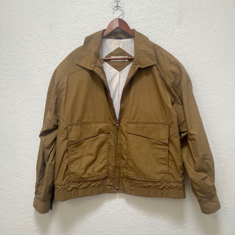 Andrew Marc Mens Tan Brown Utility Zip Up Jacket Cotton Blend Size M Gorpcore